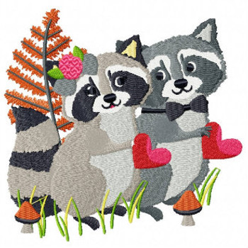 Raccoon Couple - Wedding Animals Collection #05 Machine Embroidery Design Raccoon Couple - Wedding Animals Collection #05 Machine Embroidery Design