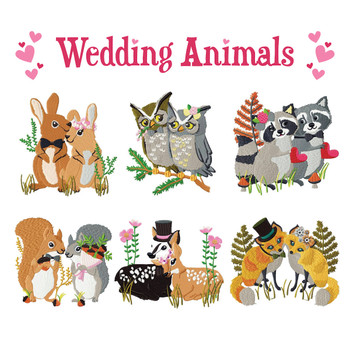 Machine Embroidery Designs - Wedding Animals Collection of 6 Machine Embroidery Designs - Wedding Animals Collection of 6