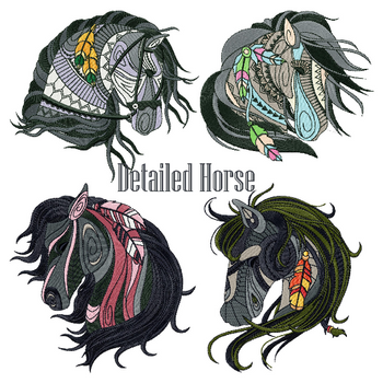 Machine Embroidery Designs - Detailed Horses Collection of 4 Machine Embroidery Designs - Detailed Horses Collection of 4