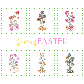 Machine Embroidery Designs - Spring Easter Collection of 6 Machine Embroidery Designs - Spring Easter Collection of 6