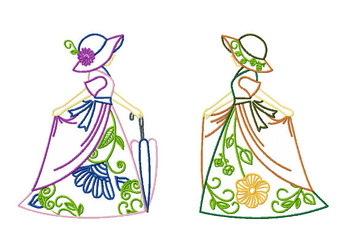 Old Fashioned Floral Ladies Twin Pack #1 Machine Embroidery Designs Old Fashioned Floral Ladies Twin Pack #1 Machine Embroidery Designs