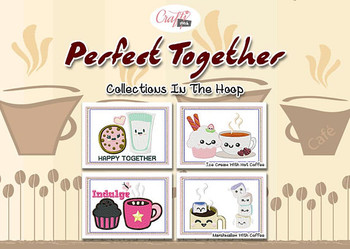 Perfect Together Mug Rug 4 Pack In The Hoop Machine Embroidery Design Perfect Together Mug Rug 4 Pack In The Hoop Machine Embroidery Design