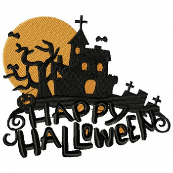Haunted House - Happy Halloween #01 Machine Embroidery Design Haunted House - Happy Halloween #01 Machine Embroidery Design