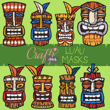 Luau Mask Collection 8 Machine Embroidery Designs Luau Mask Collection 8 Machine Embroidery Designs