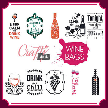 Wine Bags Collection of 10 Machine Embroidery Designs Wine Bags Collection of 10 Machine Embroidery Designs