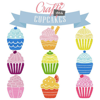 Cupcakes Collection of 9 Machine Embroidery Designs Cupcakes Collection of 9 Machine Embroidery Designs