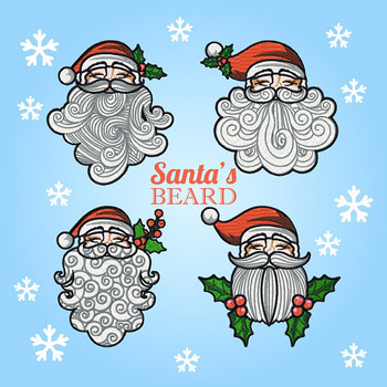 Santa Beard Collection of 4 Machine Embroidery Designs in Stitched Santa Beard Collection of 4 Machine Embroidery Designs in Stitched