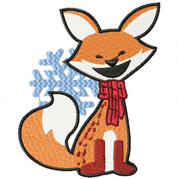 machine embroidery design christmas woodland animal 2 christmas fox art