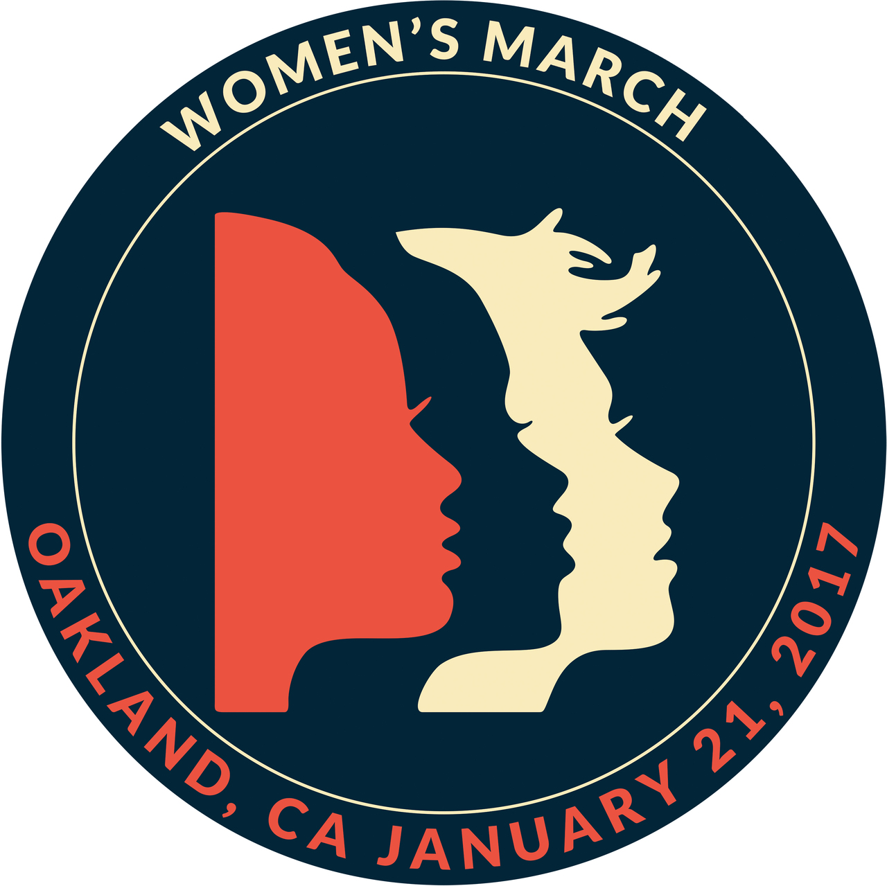 Women's March Oakland California 2017 Round Patch with Faces