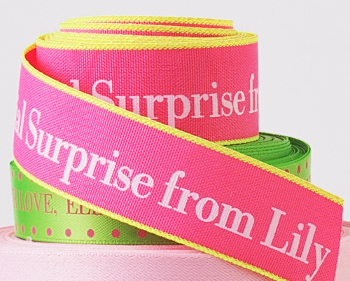 Personalized Printed 7/8" Neon Edge Ribbon