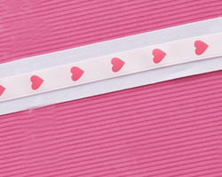 3/8" Pink Satin Heart Ribbon
