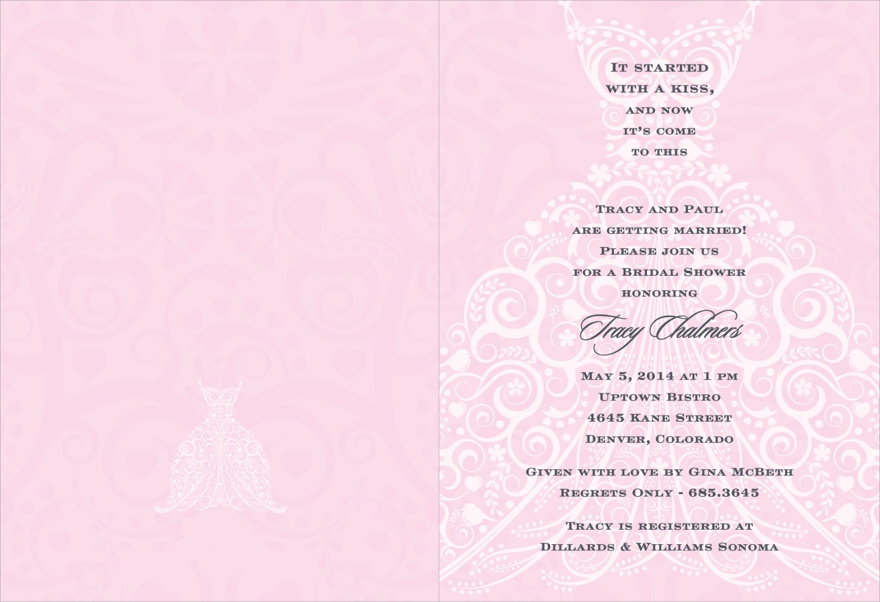 Pink and Charcoal Wedding Dress Invitation