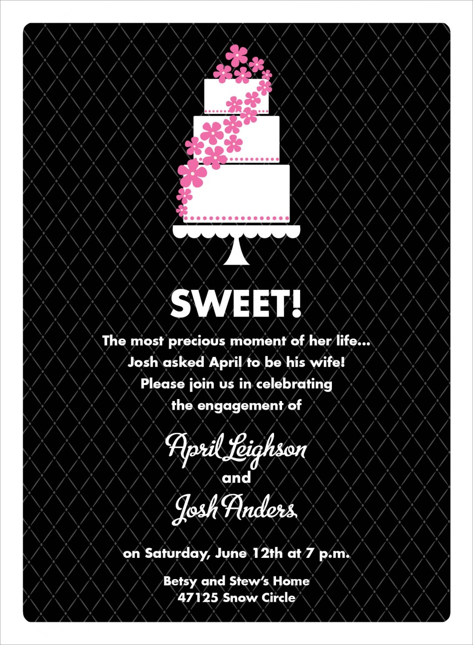 Black and Pink Floral Cake Invitation