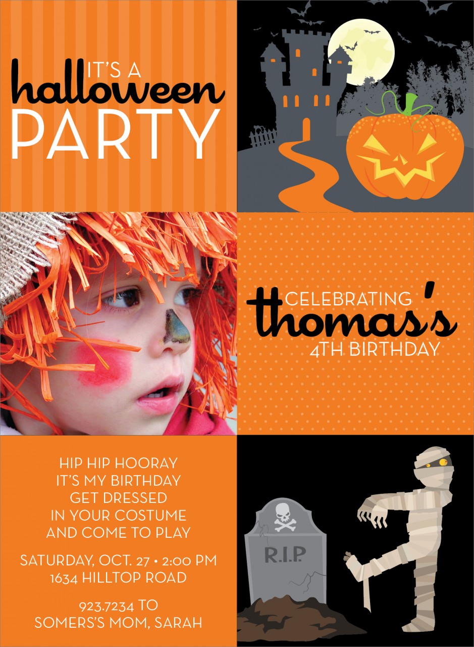 3 Square Castle and Mummy Halloween Photo Card