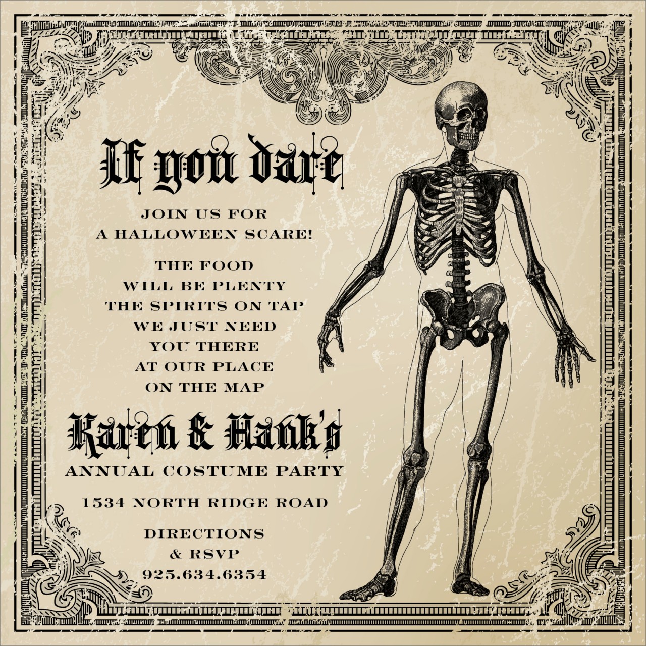 Skeleton Halloween Invitation