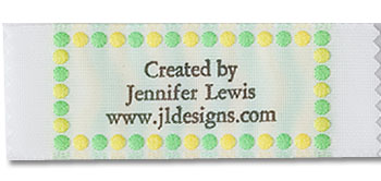 Yellow and Green Polka Dot Border Pre-Designed Woven Fabric Clothing Labels