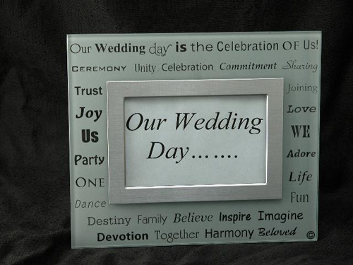 White Frosted Wedding Picture Frame