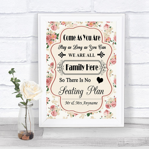 autumn vintage all family no seating plan personalized wedding sign
