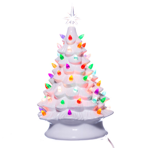 White Ceramic Christmas Tree W Lights White Ceramic Christmas Tree W Lights