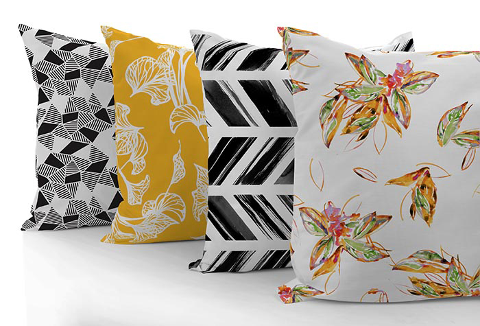four pillows Scarlet Crane collection