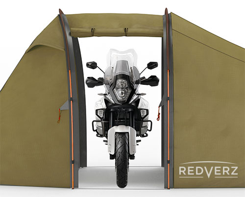 Huge Vestibule in Redverz Atacama for Full Size adventure bike