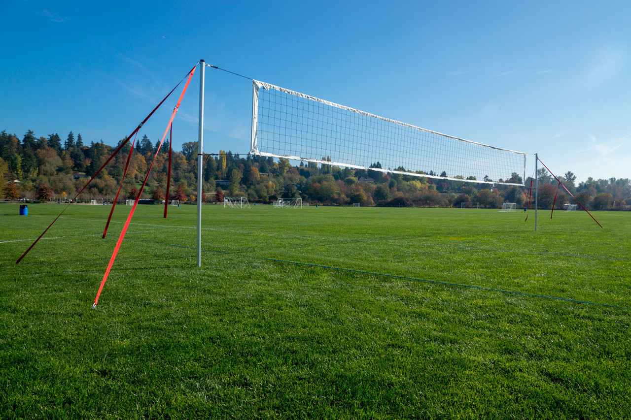 + 32ft Net Option Socketed Volleyball Posts Net World Sports 