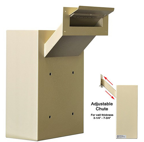 Adjustable Through the Wall Locking Drop Box with side view Adjustable Through the Wall Locking Drop Box with side view