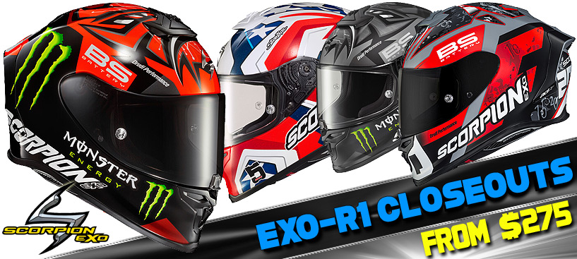 Scorpion EXO-R1 Air Helmets Closeouts from $275