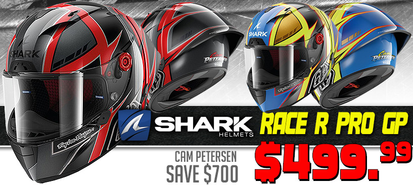 Save $560 on the Shark Race-R Pro Carbon GP Cam Petersen Replica Helmet