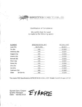 Pure Lead Cast Disc 99.9% Pure Lead Cast Disc 99.9%
