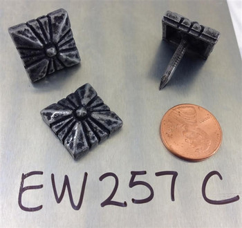 EW257 - Square Nail/Clavos Head with Circular Detail - Head Size: 3/4" Nail Length: 3/4" -40/box EW257 - Square Nail/Clavos Head with Circular Detail - Head Size: 3/4" Nail Length: 3/4" -40/box