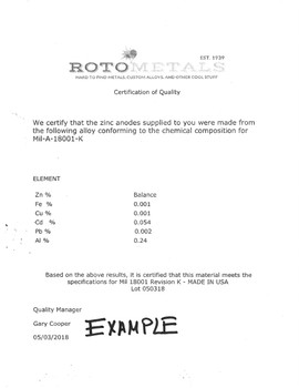 RM-26 Zinc Anode 2.25" x 4.5" x 14" RM-26 Zinc Anode 2.25" x 4.5" x 14"