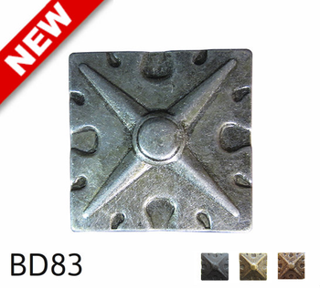 BD83 - Square Shaped, Carved Pewter Nail/Clavos Head with Star Shaped Detail - Head Size: 1.6" Nail Length: 3/4" - 25/box BD83 - Square Shaped, Carved Pewter Nail/Clavos Head with Star Shaped Detail - Head Size: 1.6" Nail Length: 3/4" - 25/box