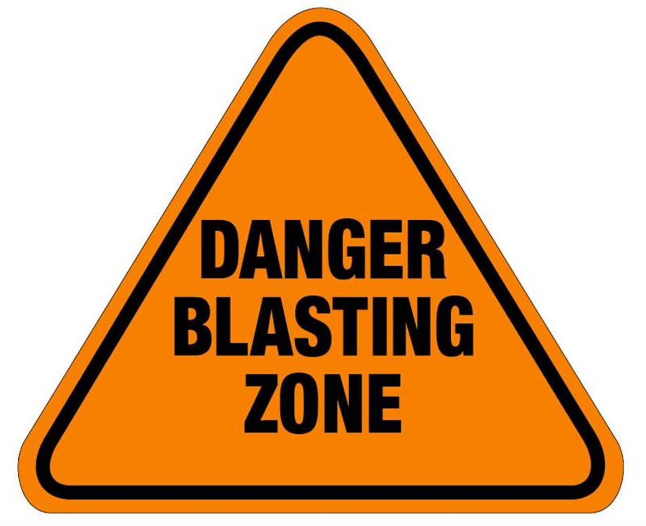 Danger Blasting Zone Triangle Safety Cone Sign VPO (sticker) 12" x 10"