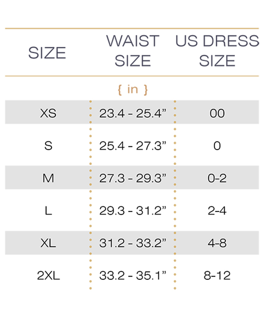 Shapewear Size Chart