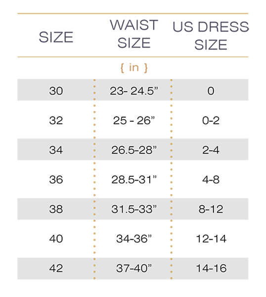 Chery Waist Cincher Size Chart