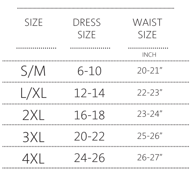 And Shapewear Size Chart