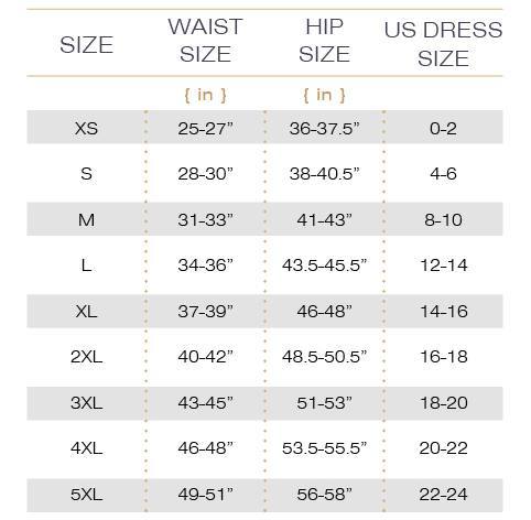 jean waist size chart