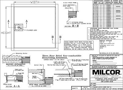 Milcor UFR Access Door Data Sheet 