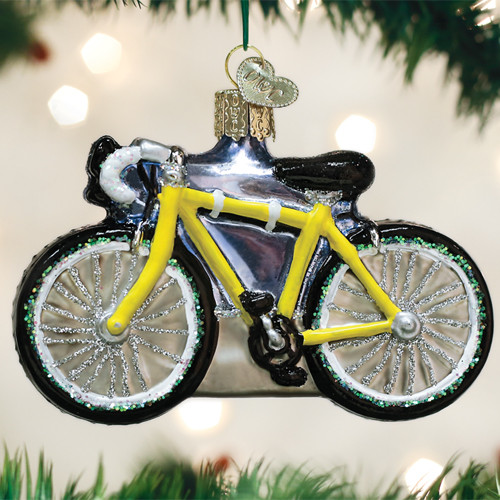 Road Bike Glass Ornament