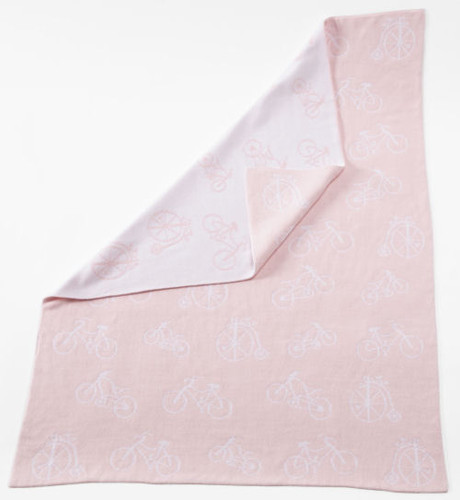 Adorable Knit bicycle baby blanket PINK