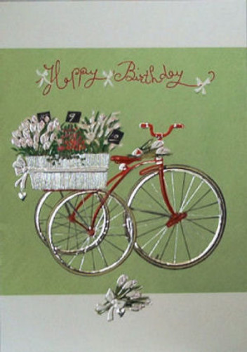 Birthday bicycle planter basket Card