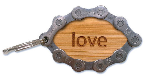 Bamboo LOVE Bicycle Chain Keyring