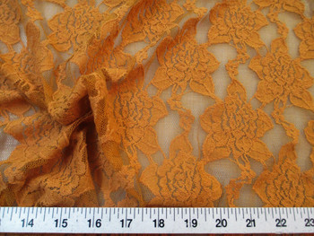 Discount Fabric Stretch Mesh Lace Harvest Orange Embroidered Floral Sheer LC22 Discount Fabric Stretch Mesh Lace Harvest Orange Embroidered Floral Sheer LC22