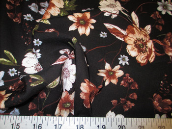 Discount Fabric Challis Rayon Apparel Brown Blue-Gray Cream and Tan Floral G303 Discount Fabric Challis Rayon Apparel Brown Blue-Gray Cream and Tan Floral G303