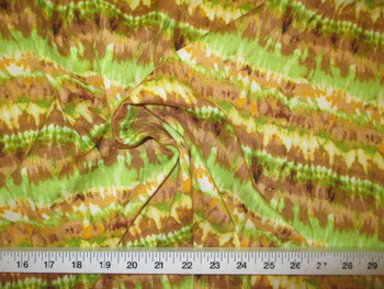 Discount Fabric Challis Rayon Apparel Green and Brown Tie Dye F207 Discount Fabric Challis Rayon Apparel Green and Brown Tie Dye F207