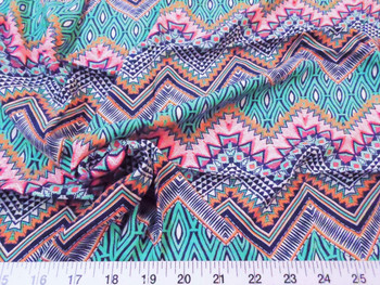 Discount Fabric Challis Rayon Apparel Pink Aqua Navy Coral Aztec Chevron G305 Discount Fabric Challis Rayon Apparel Pink Aqua Navy Coral Aztec Chevron G305