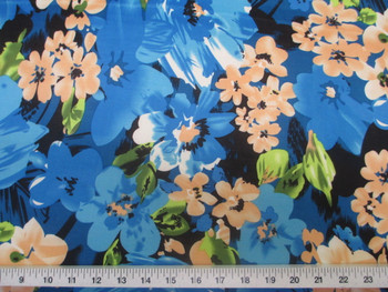 Discount Fabric Printed Lycra Spandex Stretch Bold Floral Turquoise blue B401 Discount Fabric Printed Lycra Spandex Stretch Bold Floral Turquoise blue B401