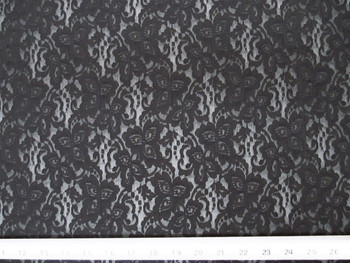 Discount Fabric Stretch Mesh Lace Black Floral LC802 Discount Fabric Stretch Mesh Lace Black Floral LC802