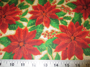 Discount Fabric Cotton Apparel Christmas Red Poinsettia Floral T14 Discount Fabric Cotton Apparel Christmas Red Poinsettia Floral T14
